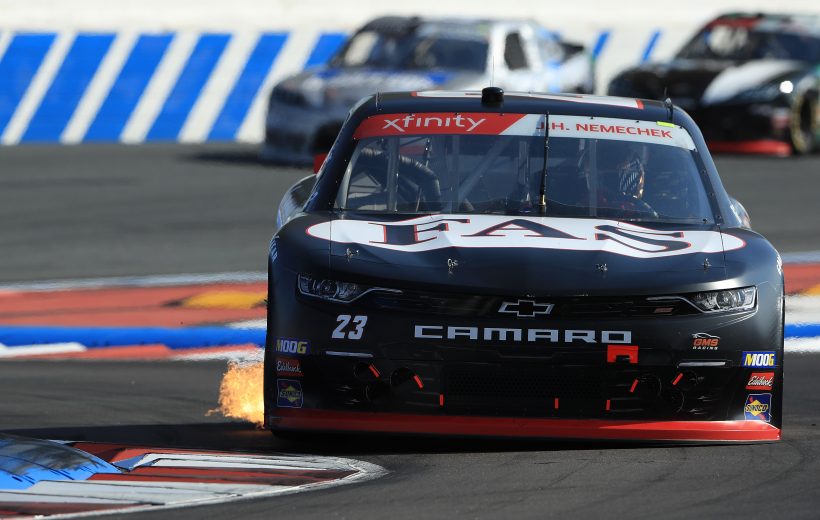CHARLOTTE, NORTH CAROLINA - SEPTEMBER 28: John Hunter Nemechek, driver of the #23 Fire Alarm Services Inc. Chevrolet, during the NASCAR Xfinity Series Drive for the Cure 250 presented by Blue Cross Blue Shield of North Carolina at Charlotte Motor Speedway on September 28, 2019 in Charlotte, North Carolina. (Photo by Streeter Lecka/Getty Images) | Getty Images