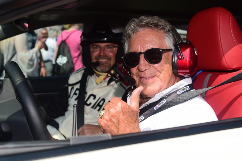 CHARLOTTE, NORTH CAROLINA - SEPTEMBER 29: Mario Andretti poses for a photo opportunity prior to leading the field to the green flag for the Monster Energy NASCAR Cup Series Bank of America ROVAL 400 at Charlotte Motor Speedway on September 29, 2019 in Charlotte, North Carolina. (Photo by Jared C. Tilton/Getty Images) | Getty Images