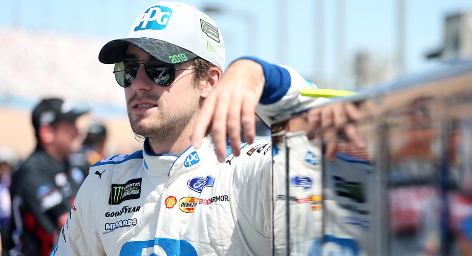 LAS VEGAS, NEVADA - SEPTEMBER 14: Ryan Blaney, driver of the #12 PPG Ford, stands on the grid during qualifying for the Monster Energy NASCAR Cup Series South Point 400 at Las Vegas Motor Speedway on September 14, 2019 in Las Vegas, Nevada. (Photo by Matt Sullivan/Getty Images) | Getty Images