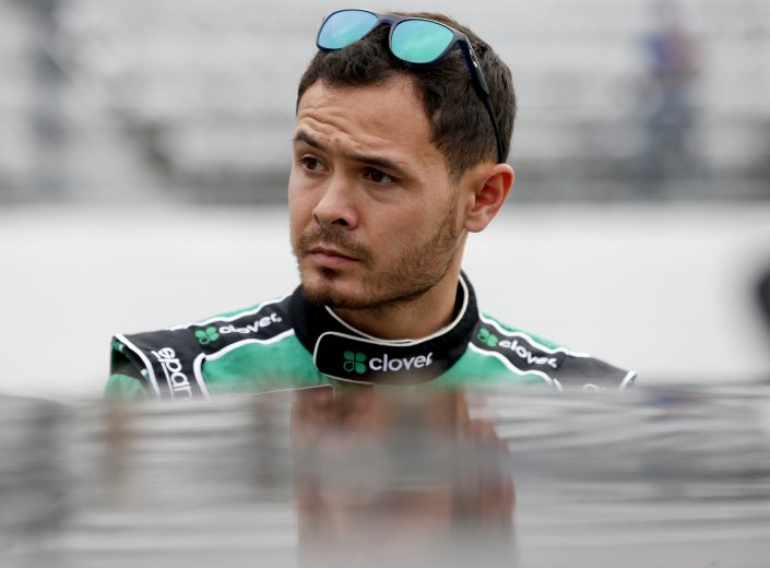 MARTINSVILLE, VIRGINIA - OCTOBER 26: Kyle Larson, driver of the #42 Clover Chevrolet, stands by his car during qualifying for the Monster Energy NASCAR Cup Series First Data 500 at Martinsville Speedway on October 26, 2019 in Martinsville, Virginia. (Photo by Brian Lawdermilk/Getty Images) | Getty Images