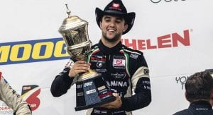Loris Hezemans celebrates his Whelen Euro Series title