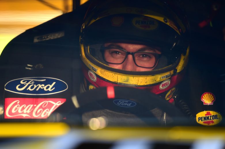KANSAS CITY, KANSAS - OCTOBER 18: Joey Logano, driver of the #22 Shell Pennzoil Ford, sits in his car during practice for the Monster Energy NASCAR Cup Series Hollywood Casino 400 at Kansas Speedway on October 18, 2019 in Kansas City, Kansas. (Photo by Jared C. Tilton/Getty Images) | Getty Images