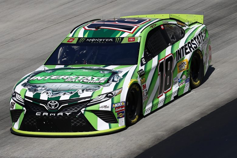 DOVER, DELAWARE - OCTOBER 04: Kyle Busch, driver of the #18 Interstate Batteries Toyota, drives during practice for the Monster Energy NASCAR Cup Series Drydene 400 at Dover International Speedway on October 04, 2019 in Dover, Delaware. (Photo by Jeff Zelevansky/Getty Images)