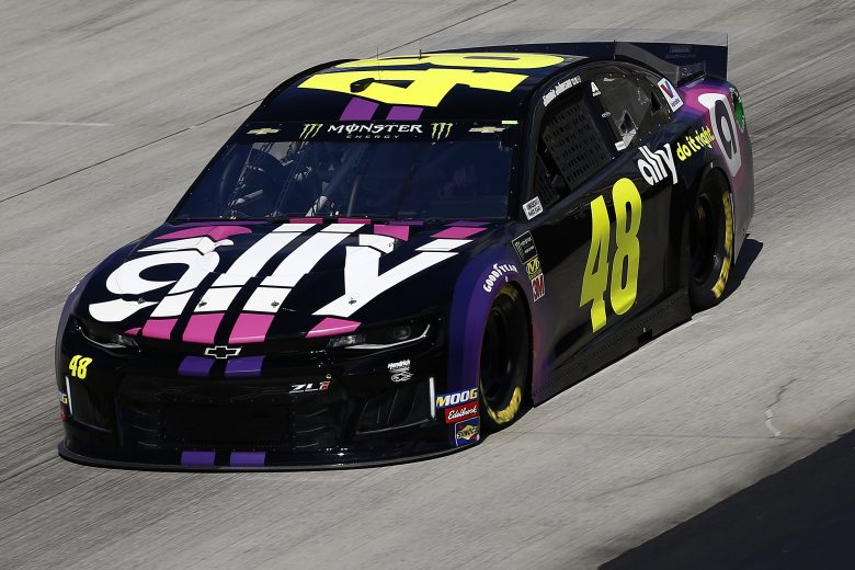 DOVER, DELAWARE - OCTOBER 04: Jimmie Johnson, driver of the #48 Ally Chevrolet,  drives during practice for the Monster Energy NASCAR Cup Series Drydene 400 at Dover International Speedway on October 04, 2019 in Dover, Delaware. (Photo by Jeff Zelevansky/Getty Images)