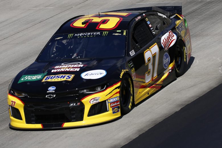 DOVER, DELAWARE - OCTOBER 04: Chris Buescher, driver of the #37 Kroger Simmer Like A Winner Chevrolet,  drives during practice for the Monster Energy NASCAR Cup Series Drydene 400 at Dover International Speedway on October 04, 2019 in Dover, Delaware. (Photo by Jeff Zelevansky/Getty Images)