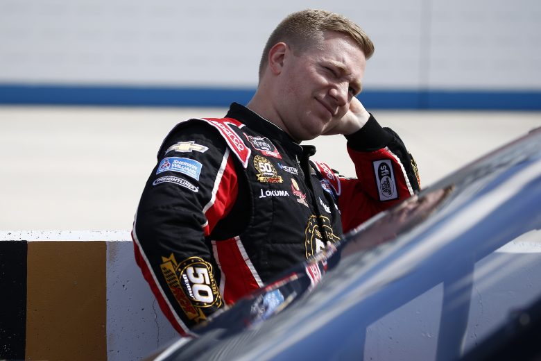 DOVER, DELAWARE - OCTOBER 05: Tyler Reddick, driver of the #2 Freightliner Chevrolet, , stands on the grid during qualifying for the NASCAR Xfinity Series Use Your Melon Drive Sober 200 at Dover International Speedway on October 05, 2019 in Dover, Delaware. (Photo by Jeff Zelevansky/Getty Images)