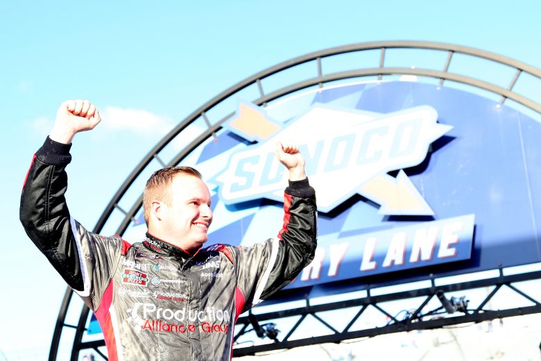 DOVER, DELAWARE - OCTOBER 05: Cole Custer, driver of the #00 Production Alliance Group Ford, celebrates in Victory Lane after winning the NASCAR Xfinity Series Use Your Melon Drive Sober 200 at Dover International Speedway on October 05, 2019 in Dover, Delaware. (Photo by Matt Sullivan/Getty Images) | Getty Images