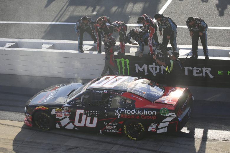 DOVER, DELAWARE - OCTOBER 05: Cole Custer, driver of the #00 Production Alliance Group Ford, celebrates with a burnout after winning the NASCAR Xfinity Series Use Your Melon Drive Sober 200 at Dover International Speedway on October 05, 2019 in Dover, Delaware. (Photo by Chris Trotman/Getty Images) | Getty Images