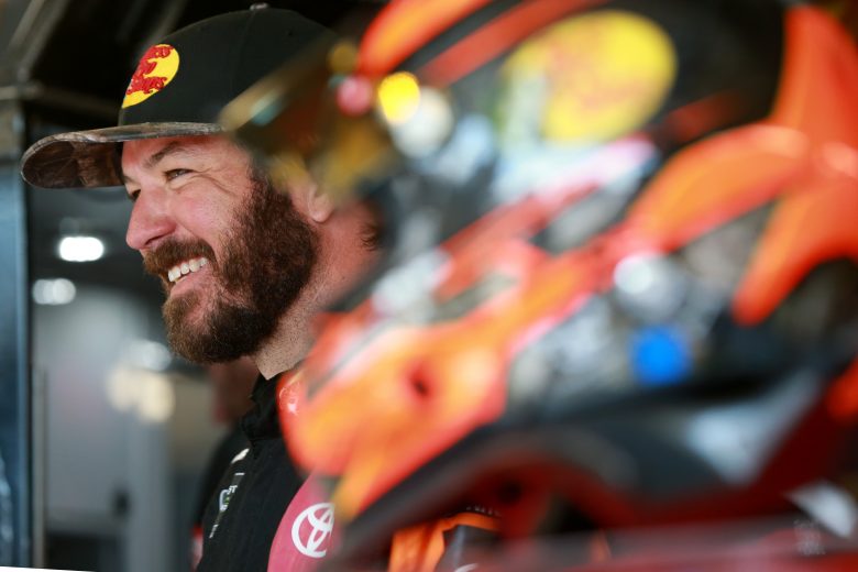 TALLADEGA, ALABAMA - OCTOBER 11: Martin Truex Jr, driver of the #19 Bass Pro Shops Toyota, stands in the garage area during practice for the Monster Energy NASCAR Cup Series 1000Bulbs.com 500 at Talladega Superspeedway on October 11, 2019 in Talladega, Alabama. (Photo by Sean Gardner/Getty Images) | Getty Images