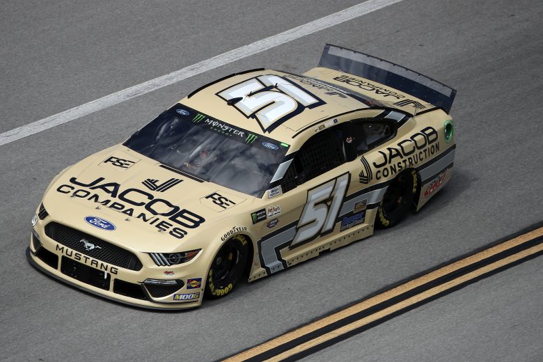 TALLADEGA, ALABAMA - OCTOBER 11: Austin Theriault, driver of the #51 JACOB COMPANIES Ford, during practice for the Monster Energy NASCAR Cup Series 1000Bulbs.com 500 at Talladega Superspeedway on October 11, 2019 in Talladega, Alabama. (Photo by Chris Graythen/Getty Images) | Getty Images