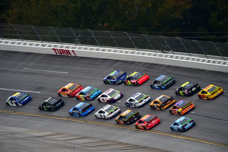 TALLADEGA, ALABAMA - OCTOBER 13: Chase Elliott, driver of the #9 NAPA Night Vision Chevrolet, Kyle Larson, driver of the #42 McDonald's Chevrolet, and Daniel Hemrick, driver of the #8 Liberty National/RCR 50th Chevrolet, lead the field during Monster Energy NASCAR Cup Series 1000Bulbs.com 500 at Talladega Superspeedway on October 13, 2019 in Talladega, Alabama. (Photo by Jared C. Tilton/Getty Images) | Getty Images