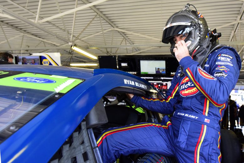 KANSAS CITY, KANSAS - OCTOBER 18: Ryan Blaney, driver of the #12 Menards/Dickies Ford, climbs into his car during practice for the Monster Energy NASCAR Cup Series Hollywood Casino 400 at Kansas Speedway on October 18, 2019 in Kansas City, Kansas. (Photo by Jared C. Tilton/Getty Images) | Getty Images