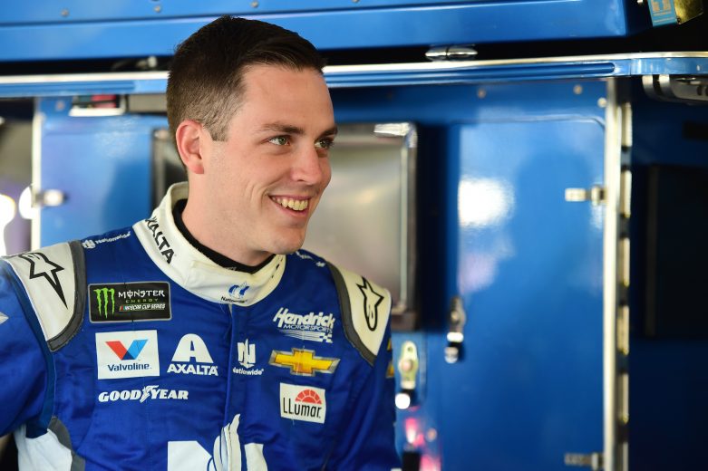 KANSAS CITY, KANSAS - OCTOBER 18: Alex Bowman, driver of the #88 Nationwide Chevrolet, stands in the garage area during practice for the Monster Energy NASCAR Cup Series Hollywood Casino 400 at Kansas Speedway on October 18, 2019 in Kansas City, Kansas. (Photo by Jared C. Tilton/Getty Images) | Getty Images