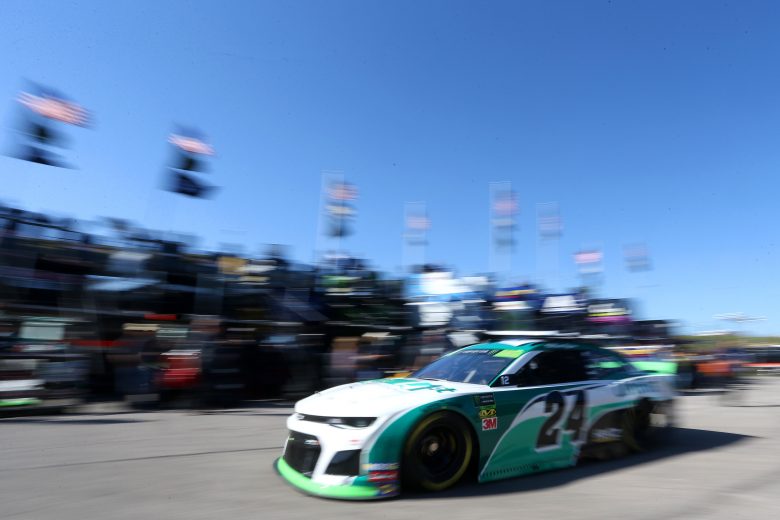 KANSAS CITY, KANSAS - OCTOBER 18: William Byron drives the #24 UniFirst Chevrolet through the garage area during practice for the Monster Energy NASCAR Cup Series Hollywood Casino 400 at Kansas Speedway on October 18, 2019 in Kansas City, Kansas. (Photo by Brian Lawdermilk/Getty Images) | Getty Images