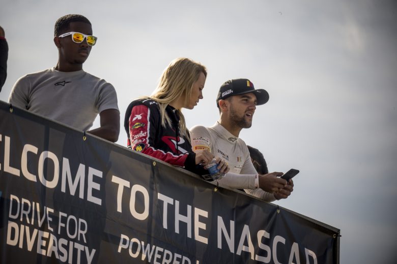 NEW SMYRNA BEACH, FLORIDA - OCTOBER 23:  Rajah Caruth, Brooke Storer, Loris Hezemans, NASCAR Drive for Diversity Combine at New Smyrna Speedway on October 23, 2019 in New Smyrna Beach, Florida. (Photo by Brian Cleary/Getty Images)