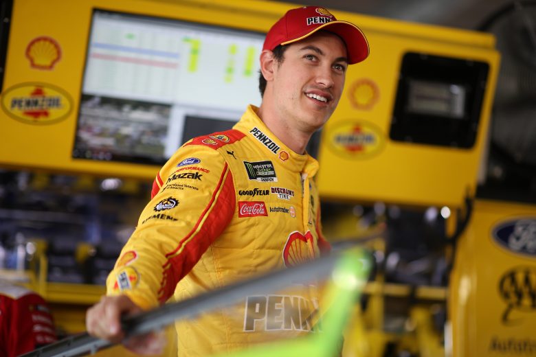 TALLADEGA, ALABAMA - OCTOBER 11: Joey Logano, driver of the #22 Shell Pennzoil Ford, stands in the garage area during practice for the Monster Energy NASCAR Cup Series 1000Bulbs.com 500 at Talladega Superspeedway on October 11, 2019 in Talladega, Alabama. (Photo by Chris Graythen/Getty Images) | Getty Images