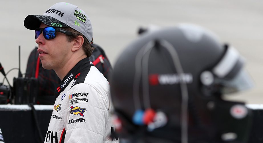 DOVER, DELAWARE - OCTOBER 06: Brad Keselowski, driver of the #2 Wurth Ford, stands on the grid prior to the start of the Monster Energy NASCAR Cup Series Drydene 400 at Dover International Speedway on October 06, 2019 in Dover, Delaware. (Photo by Matt Sullivan/Getty Images) | Getty Images