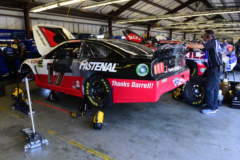 SONOMA, CALIFORNIA - JUNE 21: A view of the #38 ThanksDW Ford, driven by Ricky Stenhouse Jr. (not pictured), as its sits in the garage area during practice for the Monster Energy NASCAR Cup Series Toyota/Save Mart 350 at Sonoma Raceway on June 21, 2019 in Sonoma, California. (Photo by Jared C. Tilton/Getty Images) | Getty Images