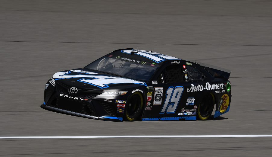 BROOKLYN, MICHIGAN - AUGUST 09: Martin Truex Jr, driver of the #19 Auto-Owners Insurance/MTJ 500th Start Toyota, drives during practice for the Monster Energy NASCAR Cup Series Consumers Energy 400 at Michigan International Speedway on August 09, 2019 in Brooklyn, Michigan. (Photo by Stacy Revere/Getty Images) | Getty Images