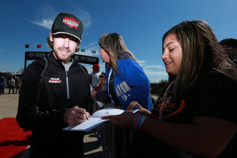 FORT WORTH, TEXAS - NOVEMBER 03: Ryan Blaney, driver of the #12 Wabash National Ford, signs autographs for fans prior to the Monster Energy NASCAR Cup Series AAA Texas 500 at Texas Motor Speedway on November 03, 2019 in Fort Worth, Texas. (Photo by Sean Gardner/Getty Images) | Getty Images