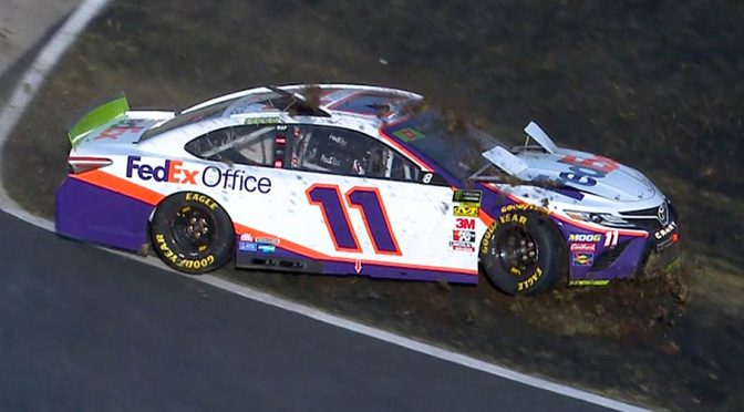 Denny Hamlin faces playoff deficit after Stage 1 crash at Texas