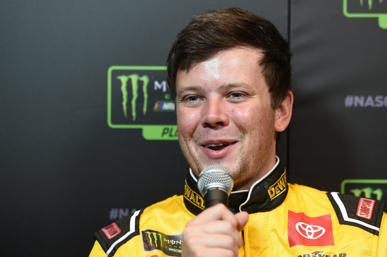 LAS VEGAS, NEVADA - SEPTEMBER 12:  Erik Jones, driver of the #20 STANLEY Wish For Our Heros Toyota, speaks with members of the media during the Monster Energy NASCAR Cup Series Playoffs Media Day at the South Point Hotel & Casino on September 12, 2019 in Las Vegas, Nevada.  (Photo by David Becker/Getty Images) | Getty Images