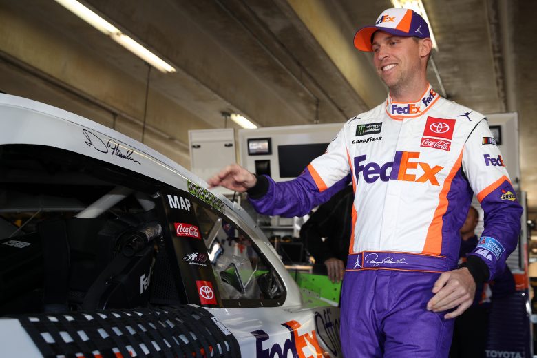 FORT WORTH, TEXAS - NOVEMBER 01: Denny Hamlin, driver of the #11 FedEx Office Toyota, stands in the garage area during practice for the Monster Energy NASCAR Cup Series AAA Texas 500 at Texas Motor Speedway on November 01, 2019 in Fort Worth, Texas. (Photo by Chris Graythen/Getty Images) | Getty Images