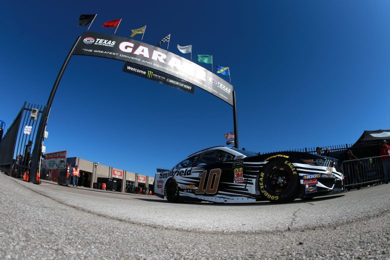 FORT WORTH, TEXAS - NOVEMBER 01: Aric Almirola, driver of the #10 Smithfield Ford, drives through the garage area during practice for the Monster Energy NASCAR Cup Series AAA Texas 500 at Texas Motor Speedway on November 01, 2019 in Fort Worth, Texas. (Photo by Sean Gardner/Getty Images) | Getty Images