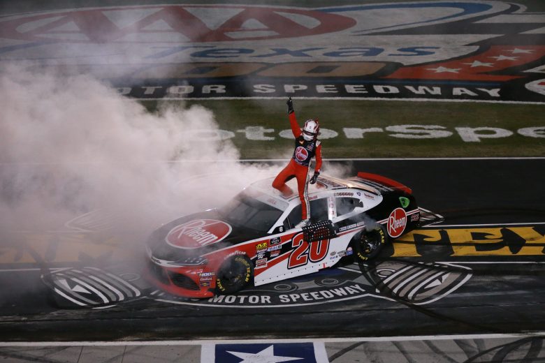 FORT WORTH, TEXAS - NOVEMBER 02: Christopher Bell, driver of the #20 Rheem Toyota, celebrates after winnig the NASCAR Xfinity Series O'Reilly Auto Parts 300 at Texas Motor Speedway on November 02, 2019 in Fort Worth, Texas. (Photo by Sean Gardner/Getty Images) | Getty Images