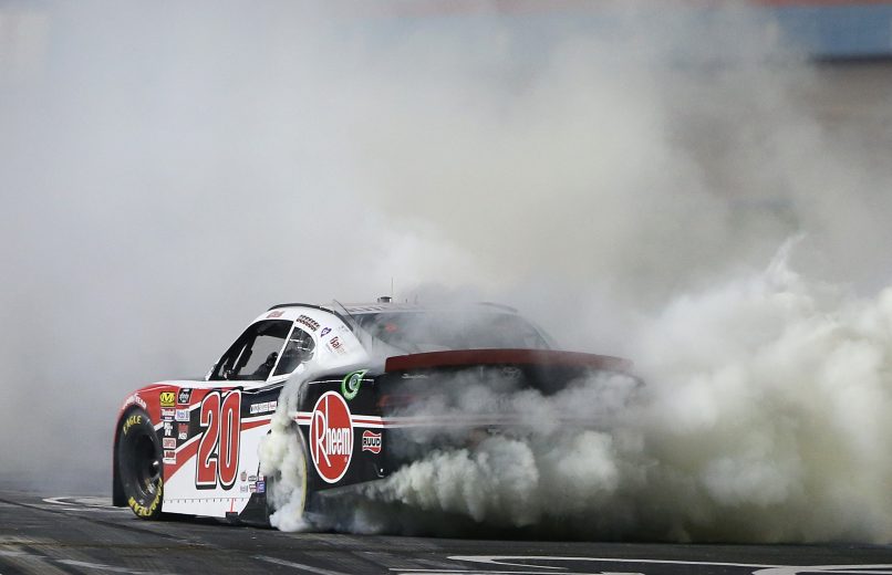 FORT WORTH, TEXAS - NOVEMBER 02: Christopher Bell, driver of the #20 Rheem Toyota, celebrates after winning the NASCAR Xfinity Series O'Reilly Auto Parts 300 at Texas Motor Speedway on November 02, 2019 in Fort Worth, Texas. (Photo by Brian Lawdermilk/Getty Images) | Getty Images