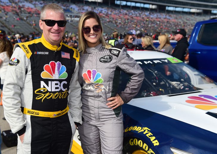 FORT WORTH, TEXAS - NOVEMBER 03: American singer-songwriter Cassadee Pope poses for a photo opportunity with former NASCAR driver and NBC broadcaster Jeff Burton prior to the Monster Energy NASCAR Cup Series AAA Texas 500 at Texas Motor Speedway on November 03, 2019 in Fort Worth, Texas. (Photo by Jared C. Tilton/Getty Images) | Getty Images