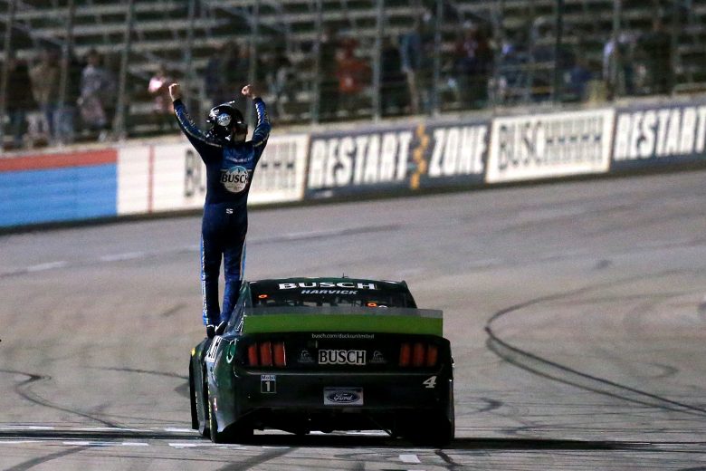 FORT WORTH, TEXAS - NOVEMBER 03: Kevin Harvick, driver of the #4 Busch Beer/Ducks Unlimited Ford, celebrates after winning the Monster Energy NASCAR Cup Series AAA Texas 500 at Texas Motor Speedway on November 03, 2019 in Fort Worth, Texas. (Photo by Sean Gardner/Getty Images) | Getty Images