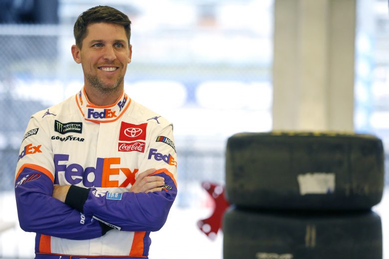 HOMESTEAD, FLORIDA - NOVEMBER 15: Denny Hamlin, driver of the #11 FedEx Express Toyota, waits in the garage during practice for the Monster Energy NASCAR Cup Series Ford EcoBoost 400 at Homestead-Miami Speedway on November 15, 2019 in Homestead, Florida. (Photo by Jonathan Ferrey/Getty Images) | Getty Images