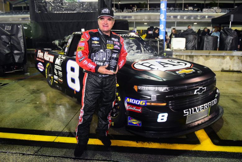 HOMESTEAD, FLORIDA - NOVEMBER 15: Joe Nemechek, driver of the #8 Fire Alarm Services/Fleetwing Chevrolet, will make his 1,186th career start across all three top-tier NASCAR series when he takes the green flag for the NASCAR Gander Outdoors Truck Series Ford EcoBoost 200 at Homestead-Miami Speedway on November 15, 2019 in Homestead, Florida. (Photo by Jared C. Tilton/Getty Images) | Getty Images