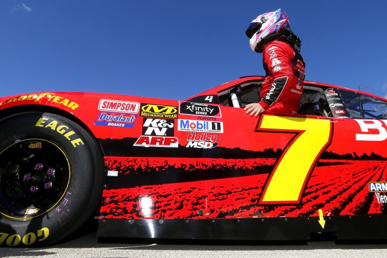 HOMESTEAD, FLORIDA - NOVEMBER 16: Justin Allgaier, driver of the #7 BRANDT Professional Agriculture Chevrolet, prepares during qualifying for the NASCAR Xfinity Series Ford EcoBoost 300 at Homestead-Miami Speedway on November 16, 2019 in Homestead, Florida. (Photo by Jonathan Ferrey/Getty Images) | Getty Images