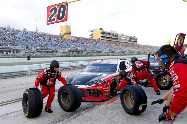 HOMESTEAD, FLORIDA - NOVEMBER 16: Christopher Bell, driver of the #20 Rheem/Watts Toyota, pits during the NASCAR Xfinity Series Ford EcoBoost 300 at Homestead-Miami Speedway on November 16, 2019 in Homestead, Florida. (Photo by Jonathan Ferrey/Getty Images) | Getty Images