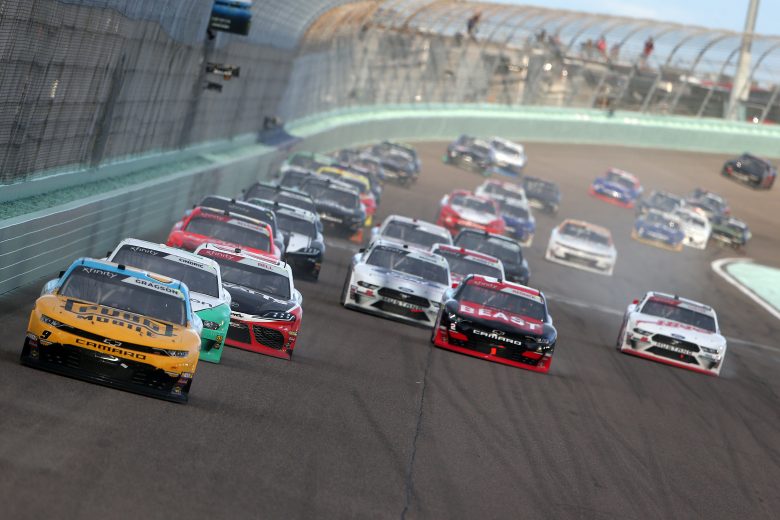 HOMESTEAD, FLORIDA - NOVEMBER 16: Noah Gragson, driver of the #9 PUBG MOBILE Chevrolet, leads during the NASCAR Xfinity Series Ford EcoBoost 300 at Homestead-Miami Speedway on November 16, 2019 in Homestead, Florida. (Photo by Brian Lawdermilk/Getty Images) | Getty Images