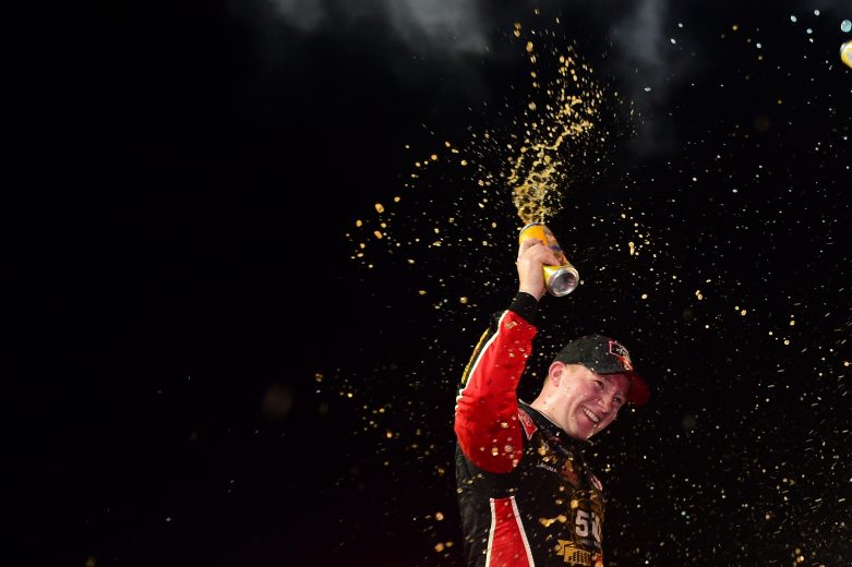 HOMESTEAD, FLORIDA - NOVEMBER 16: Tyler Reddick, driver of the #2 Tame the Beast Chevrolet, celebrates in Victory Lane after winning the NASCAR Xfinity Series Ford EcoBoost 300 and the NASCAR Xfinity Series Championship at Homestead-Miami Speedway on November 16, 2019 in Homestead, Florida. (Photo by Jared C. Tilton/Getty Images) | Getty Images