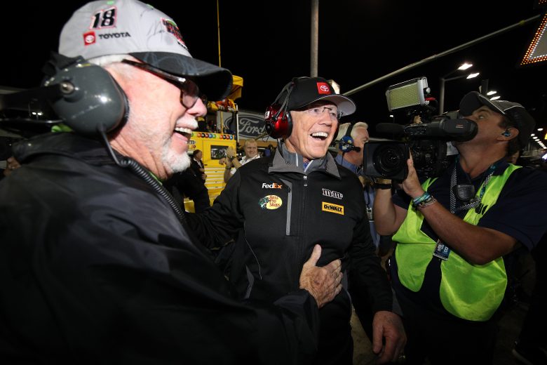 HOMESTEAD, FLORIDA - NOVEMBER 17: Team owner Joe Gibbs of Kyle Busch, driver of the #18 M&M's Toyota, celebrates after winning the championship and the Monster Energy NASCAR Cup Series Ford EcoBoost 400 at Homestead Speedway on November 17, 2019 in Homestead, Florida. (Photo by Chris Graythen/Getty Images) | Getty Images