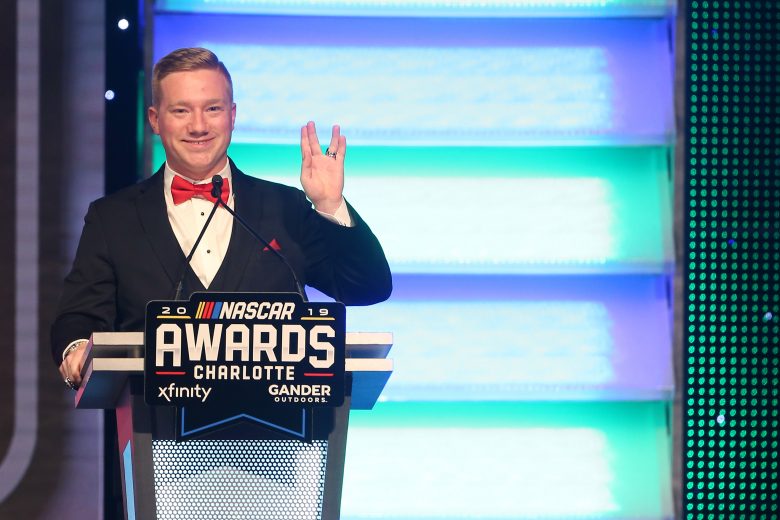 CHARLOTTE, NORTH CAROLINA - NOVEMBER 22: NASCAR Xfinity Series Champion Tyler Reddick speaks during the NASCAR Xfinity Series and NASCAR Gander Outdoors Truck Series Championship Banquet at Charlotte Convention Center on November 22, 2019 in Charlotte, North Carolina. (Photo by Brian Lawdermilk/Getty Images) | Getty Images