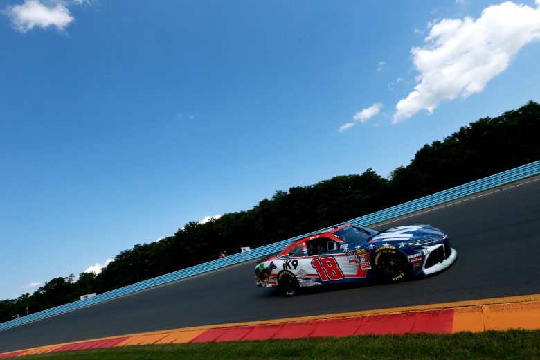 WATKINS GLEN, NEW YORK - AUGUST 02: Kyle Busch, driver of the #18 iK9 Toyota, practice for the NASCAR Xfinity Series Zippo 200 at The Glen at Watkins Glen International on August 02, 2019 in Watkins Glen, New York. (Photo by Sean Gardner/Getty Images) | Getty Images