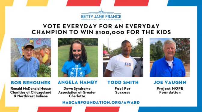 Finalists announced for The NASCAR Foundation’s 9th annual Betty Jane France Humanitarian Award