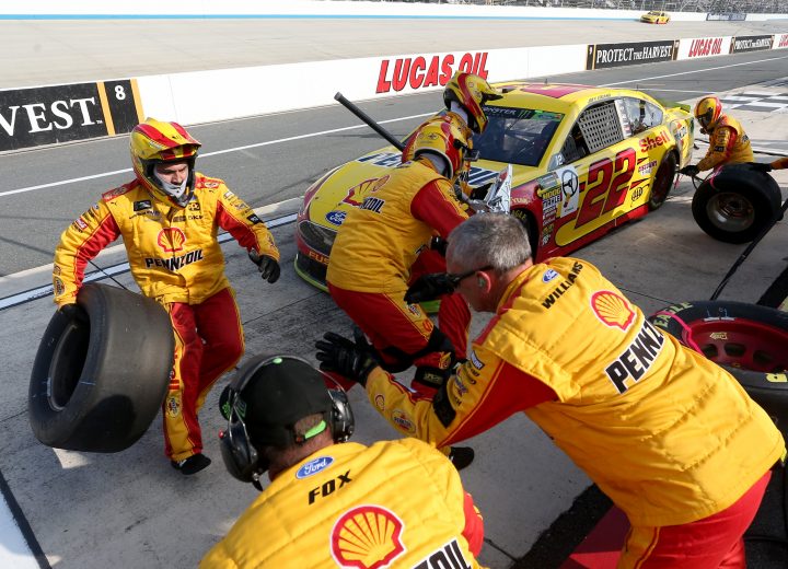 DOVER, DE - OCTOBER 07:  Joey Logano, driver of the #22 Shell Pennzoil Ford, pits during the Monster Energy NASCAR Cup Series Gander Outdoors 400 at Dover International Speedway on October 7, 2018 in Dover, Delaware.  (Photo by Brian Lawdermilk/Getty Images) | Getty Images