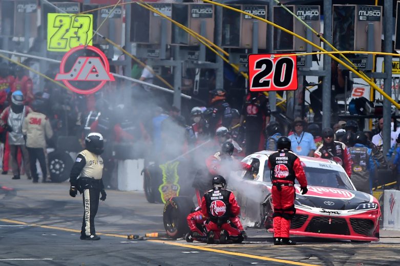 CHARLOTTE, NORTH CAROLINA - MAY 25: Christopher Bell, driver of the #20 Rheem Toyota, pits after an on-track incident during the NASCAR Xfinity Series Alsco 300 at Charlotte Motor Speedway on May 25, 2019 in Charlotte, North Carolina. (Photo by Jared C. Tilton/Getty Images) | Getty Images