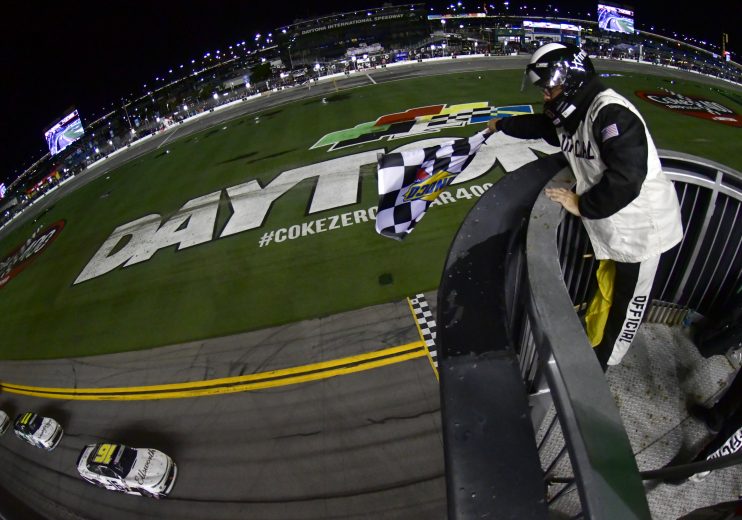 DAYTONA BEACH, FLORIDA - JULY 05: Ross Chastain, driver of the #16 Ellsworth Advisors Chevrolet, wins the NASCAR Xfinity Series Circle K Firecracker 250 Powered by Coca-Cola at Daytona International Speedway on July 05, 2019 in Daytona Beach, Florida. (Photo by Jeff Curry/Getty Images) | Getty Images