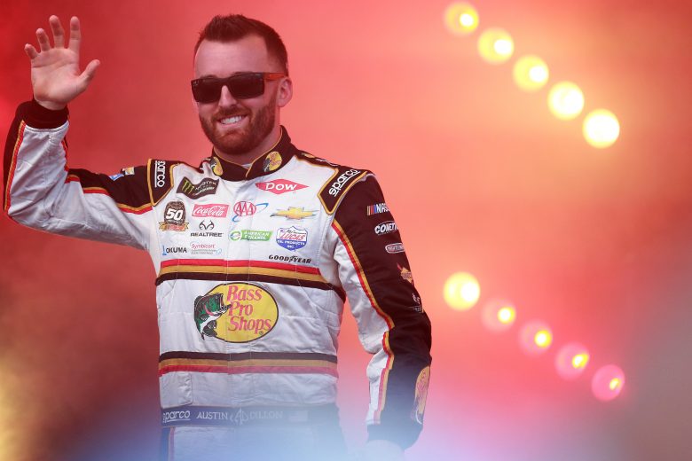 BRISTOL, TENNESSEE - AUGUST 17: Austin Dillon, driver of the #3 Bass Pro Shops/Tracker Off Road Chevrolet, is introduced prior to the Monster Energy NASCAR Cup Series Bass Pro Shops NRA Night Race at Bristol Motor Speedway on August 17, 2019 in Bristol, Tennessee. (Photo by Sean Gardner/Getty Images) | Getty Images