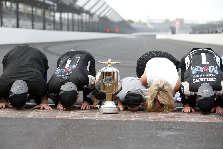 INDIANAPOLIS, INDIANA - SEPTEMBER 08: Kevin Harvick, driver of the #4 Mobil 1 Ford, celebrates after winning the Monster Energy NASCAR Cup Series Big Machine Vodka 400 at the Brickyard at Indianapolis Motor Speedway on September 08, 2019 in Indianapolis, Indiana. (Photo by Brian Lawdermilk/Getty Images) | Getty Images