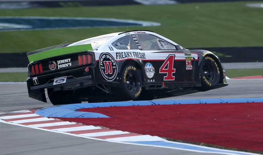 CHARLOTTE, NORTH CAROLINA - SEPTEMBER 29: Kevin Harvick, driver of the #4 Jimmy John's Ford, races during the Monster Energy NASCAR Cup Series Bank of America ROVAL 400 at Charlotte Motor Speedway on September 29, 2019 in Charlotte, North Carolina. (Photo by Brian Lawdermilk/Getty Images) | Getty Images