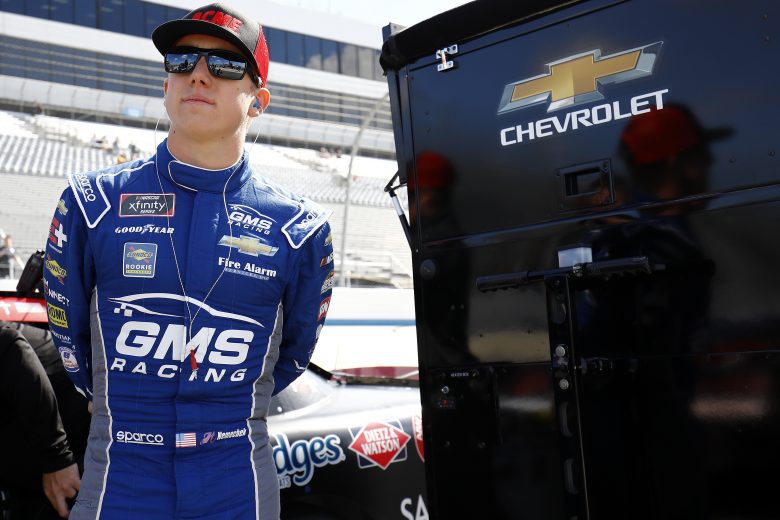 DOVER, DELAWARE - OCTOBER 05: John Hunter Nemechek, driver of the #23 ACME Chevrolet, stands on the grid during qualifying for the NASCAR Xfinity Series Use Your Melon Drive Sober 200 at Dover International Speedway on October 05, 2019 in Dover, Delaware. (Photo by Jeff Zelevansky/Getty Images)