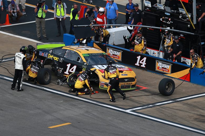 TALLADEGA, ALABAMA - OCTOBER 14: Clint Bowyer, driver of the #14 Rush/Mobil Delvac 1 Ford, pits during the Monster Energy NASCAR Cup Series 1000Bulbs.com 500 at Talladega Superspeedway on October 14, 2019 in Talladega, Alabama. (Photo by Sean Gardner/Getty Images) | Getty Images